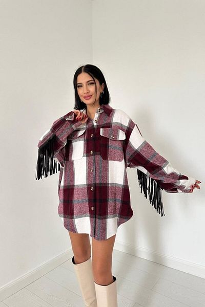 Kokosh moda Burgundy Back Tasseled Shirt