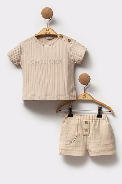 Cassiope Summer Embroidered Corded Cotton T-Shirt and Short 2-Piece Baby Boy Set