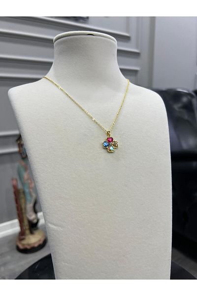 Store 4 اللون البرسيم الصلب قلادة سلسلة رقيقة