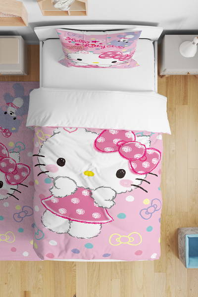 BelezaHome Pink Kuromi Themed Single Baby Kids Bedding Set