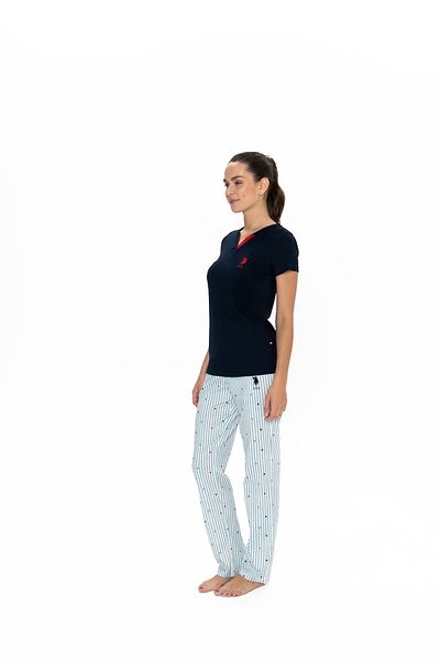 U.S. Polo Assn. U.S. Polo Assn. Set pijama cu inimă cu decolteu în V bleumarin pentru femei - BYNVA20B06K0T