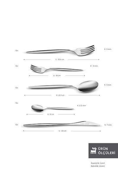 Karaca Lisbon 60 Piece Classic Cutlery Set for 12 People