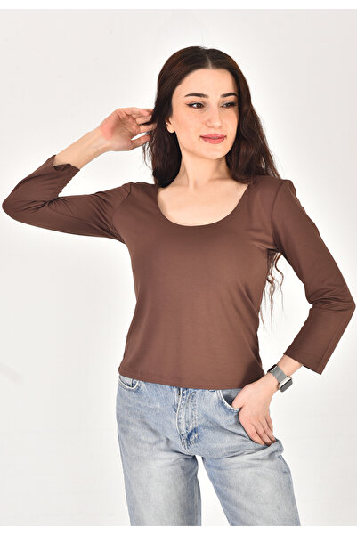 Bliss Dale U Yaka Sırt Dekolteli Bluz