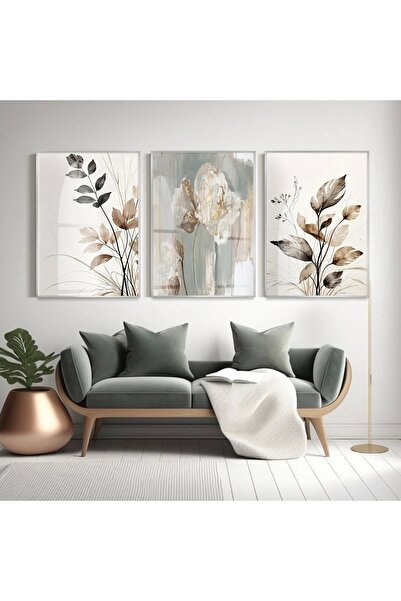 KOLAJTASARIM Siyah-Beyaz Çiçek Motifli Gümüş Metal Çerçeveli Cam Tablo /S
