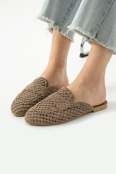 star shoes Women's Slippers Closed Front Straw Lace Knitted Daily Slippers