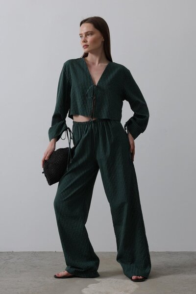 JANES Tie Front Crop Suit - Green