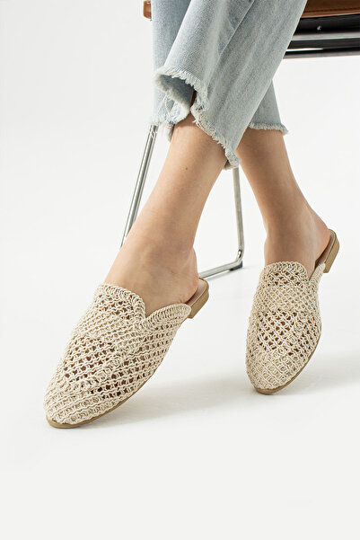 star shoes Women's Slippers Closed Front Straw Lace Knitted Daily Slippers