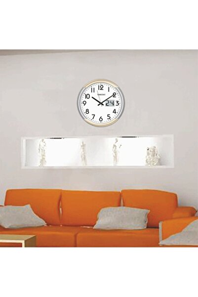 M3DECORİUM Dijital Takvimli Mekanik Klasik Sessiz Büyük İşyeri Duvar Saati