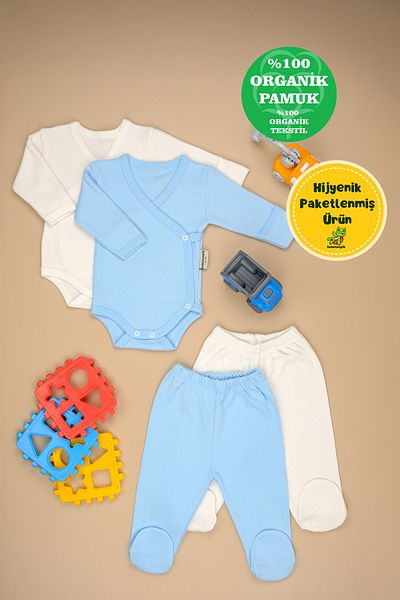 bebetospik 2-Piece Set with Soft Cotton Double-Breasted Booties for Baby Boy - Girl