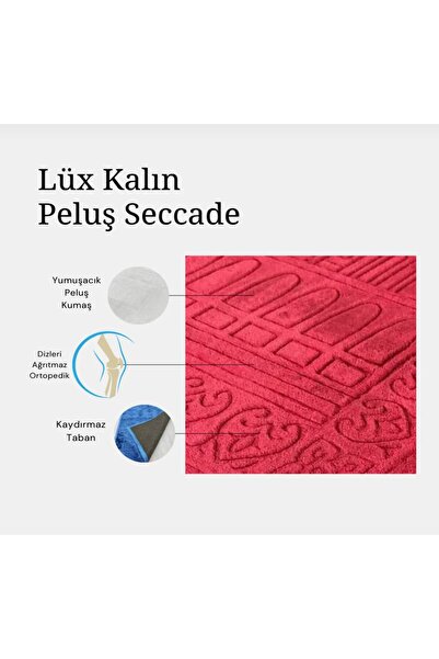 Şenses Luxury Thick Non-Slip Base Plush Prayer Mat (with Armrests and Footrests as a Gift)