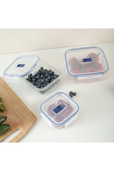 Luminarc Pure Active Square Glass Storage Container Set 6 Pieces