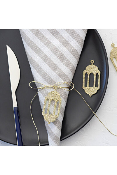 Bimotif Keçe fener süs  10 adet  Altın