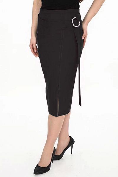 Lady Majestic Κλασική φούστα γραφείου με σχισμή Plus Size