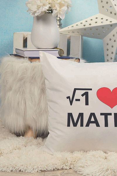 qoeuyl boutique Pernă cadou umplută cu fibre imprimate I Love Math