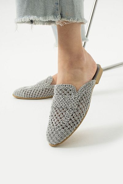 star shoes Γυναικείες Παντόφλες Κλειστές Μπροστινές Ψάθινες Δαντέλες Πλεκτές Καθημερινές Παντόφλες