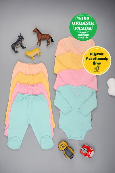 bebetospik 4-Piece Set with Soft Cotton Double-Breasted Booties for Baby Boy - Girl