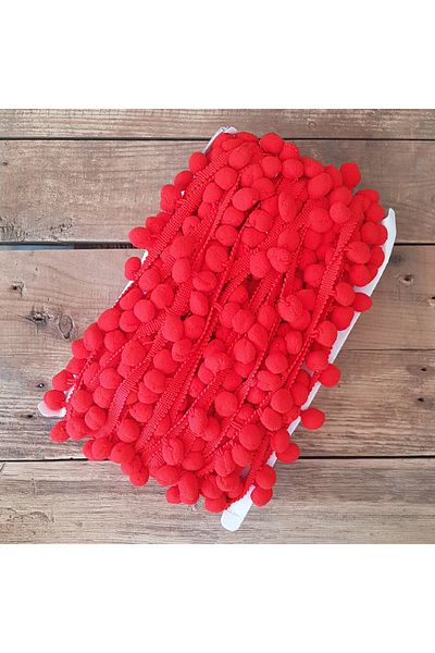 Bimotif Κόκκινη κορδέλα Pompom, 1,5 cm 5 μέτρα