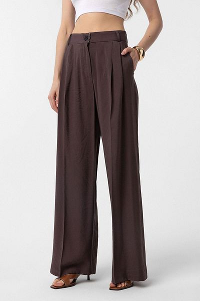 Antioch Brown Double Pleated Women's Trousers