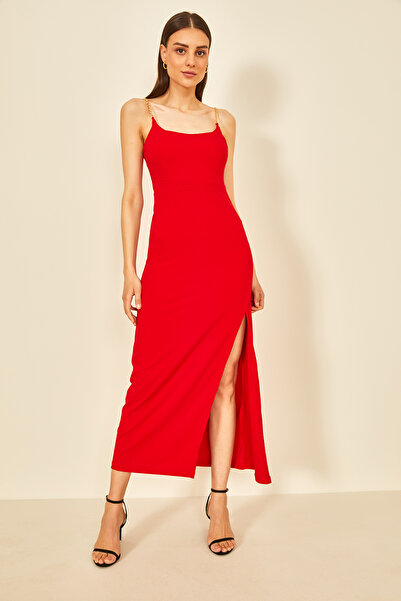 EYYE Червона сукня з відкритою спиною та розрізом