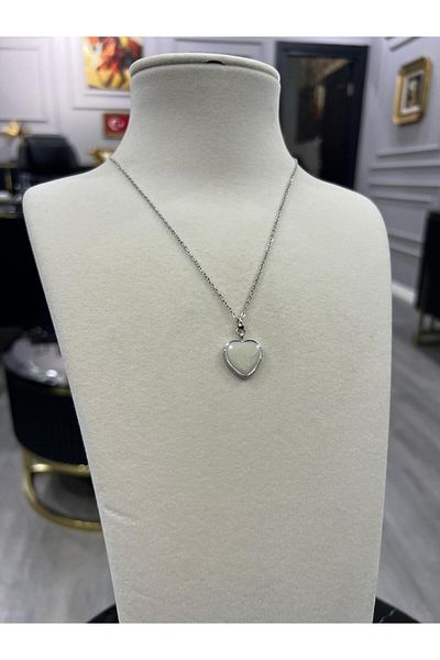 Store قلادة قلب بيرليسسينت مع سلسلة فولاذية