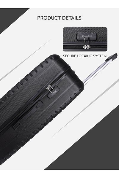 PARAJOHN مجموعة حقائب سفر خفيفة الوزن من 3 قطع ABS - لون أسود