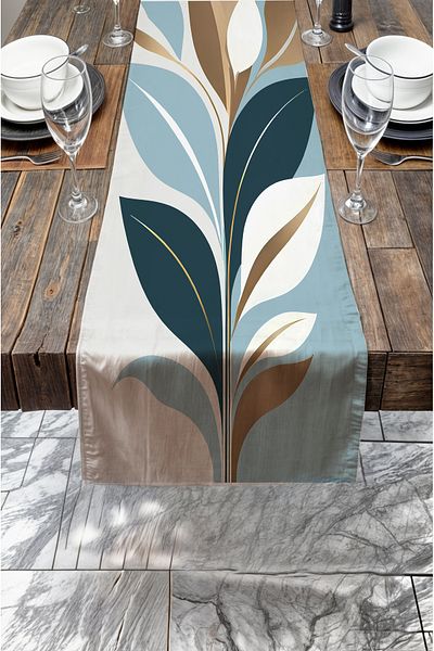 Vendini Quality Fabric, Vibrant Colors Runner and 4 Throw Pillow Covers Set