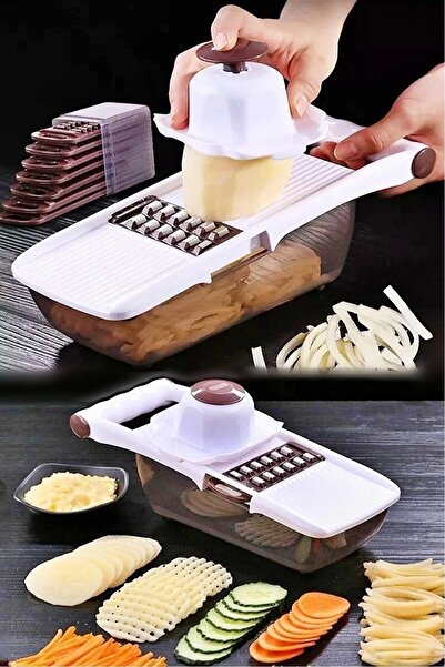 Rosemor Orijinal Rende Dilimleyici 13 Parça Hazneli Sebze Patates 8 Bıçaklı Rendeleme Seti