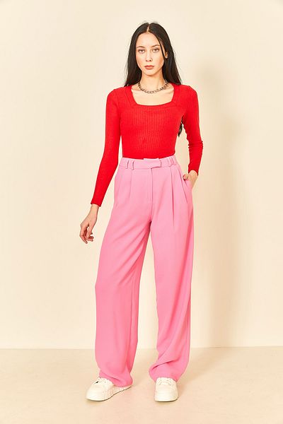 EYYE Red Corded Long Sleeve Square Neck Body