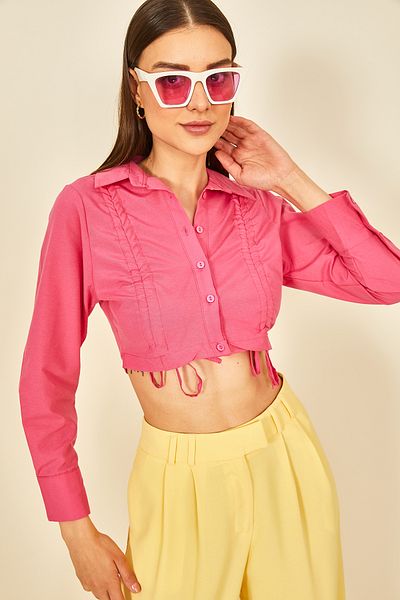 EYYE Cămașă de damă Crop fucsia