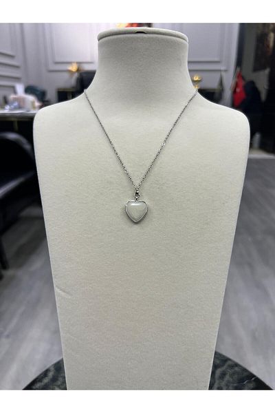 Store قلادة قلب بيرليسسينت مع سلسلة فولاذية