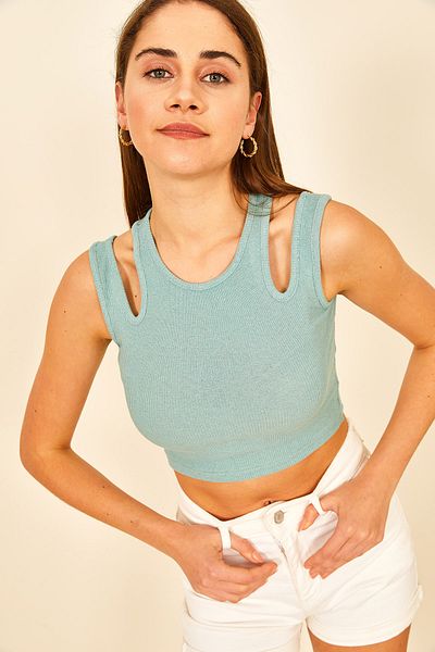 EYYE Çağla Green Camisole Women's Undershirt with Window Detail