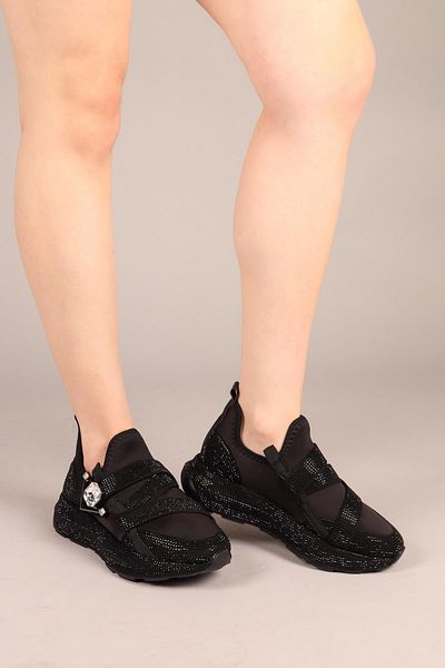 Birikon Pantofi sport cu garnitură elastică cu cataramă ASTER NEGRU