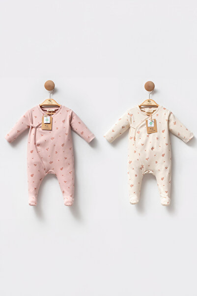 Cassiope Organic Cotton Booties Long Sleeve Side Tie Soft Touch Baby Girl Jumpsuit