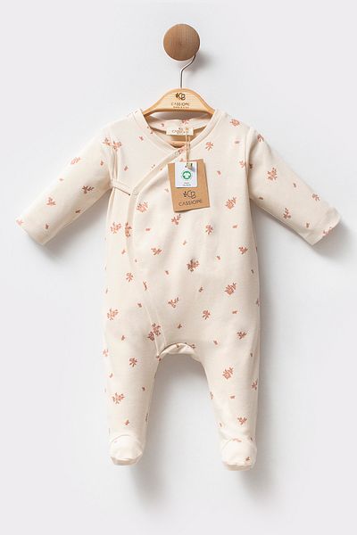 Cassiope Organic Cotton Booties Long Sleeve Side Tie Soft Touch Baby Girl Jumpsuit