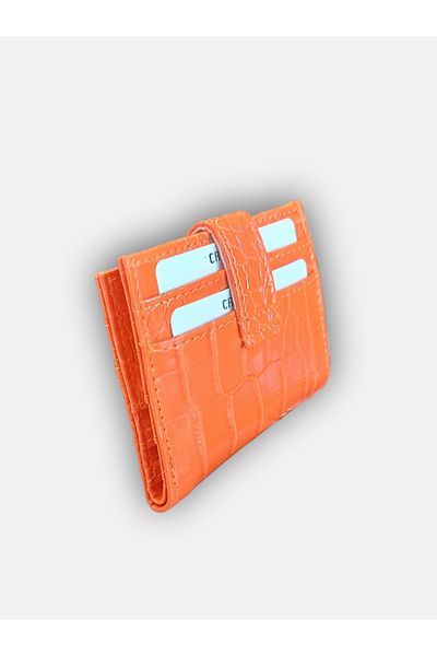 KY   Orange Card Holder Wallet, 10 Cartaziers and Croco Crocodile Model