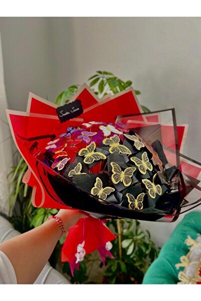 Online çarşınız Sevgiliye Eşe Senden önce Senden Sonra Buketi Kelebekli