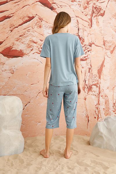 EYYE Set de pijamale pentru femei Blue Burgundy Capri