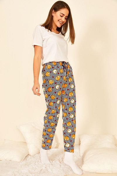 EYYE Pantaloni de pijama de damă cu imprimeu din bumbac colorați