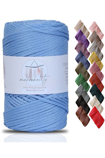 Makromecity Premium 250 gr 3mm Πολυεστερικό Σχοινί Μακραμέ Baby Blue 120 M Supla Σχοινί και Νήματα Τσάντας