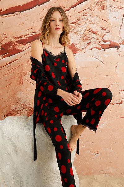 EYYE Set pijamale pentru femei Black Red Triple