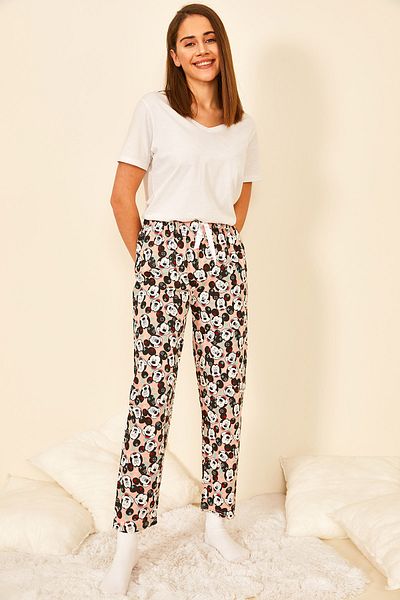 EYYE Pantaloni de pijama de damă cu imprimeu din bumbac colorați