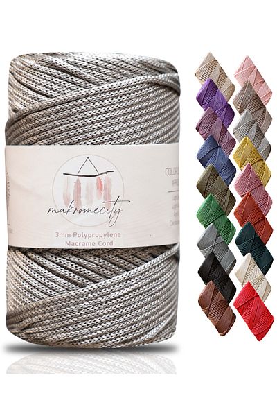 Makromecity Premium 250 gr 3mm Πολυεστερικό νήμα Μακραμέ Ανοιχτό Γκρι 120 M Supla Σχοινί και νήματα τσάντας