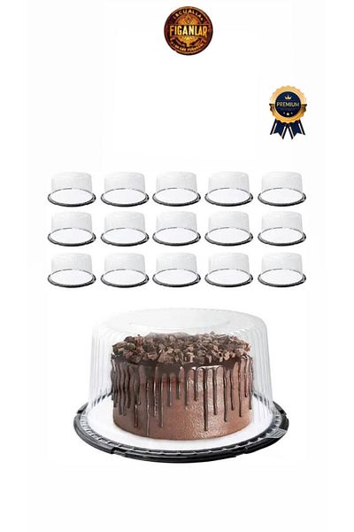 figanlar ambalaj Black Plastic Pastry and Cake Container Set Diameter:25Cm H:11Cm 5Pcs Medium Pastry Container