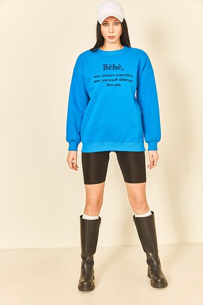 EYYE Hanorac de damă Saks Blue Broderie cu trei fire