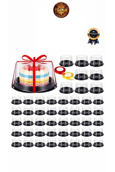 figanlar ambalaj Black Base Plastic Cake and Cupcake Container Set Diameter:25Cm H:11Cm 1 Piece Medium Size Cake Container