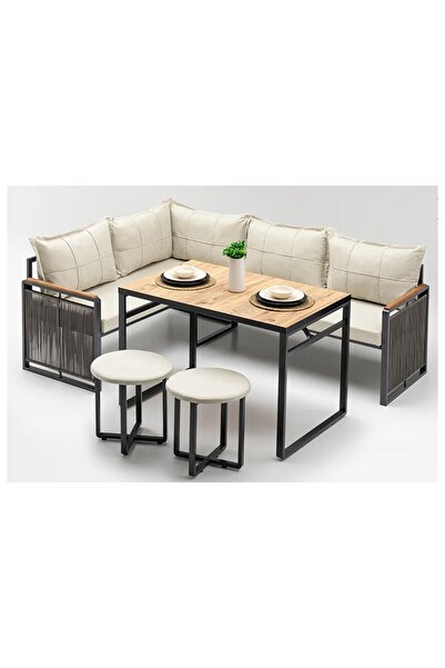 Vivense FLORİDA MASALI PUFLU BAHÇE BALKON TAKIMI, BEJ