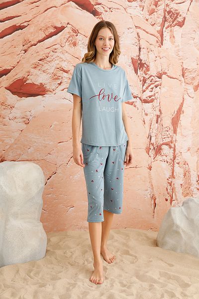 EYYE Set de pijamale pentru femei Blue Burgundy Capri