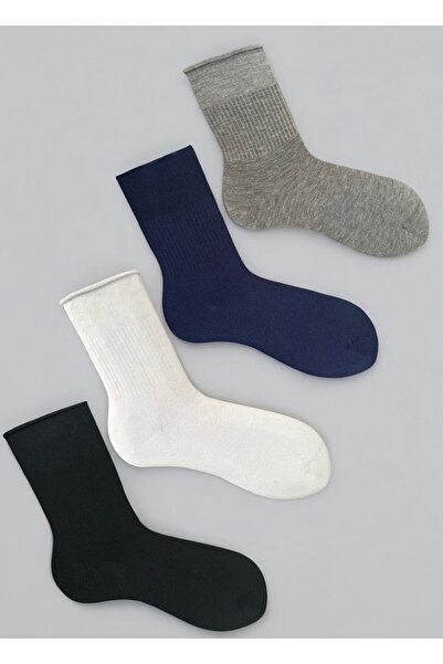 Çorabistaan 4 Çift Çok Renkli Unisex Kadın Erkek Bambu Diyabetik Çorap Şeker ...
