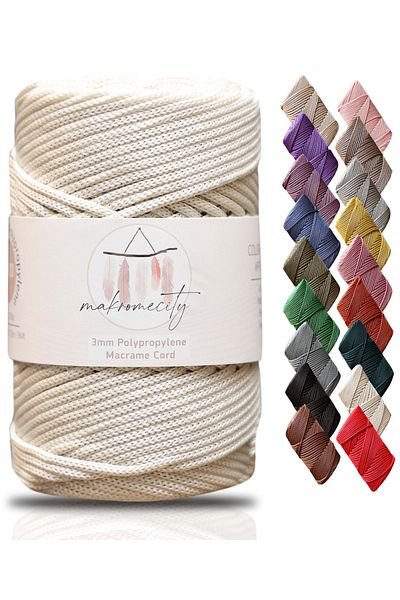 Makromecity Premium 250 gr 3mm Πολυεστερικό Μακραμέ Νήμα Εκρου 120 M Σουπλά Νήμα και Νήματα Τσάντας