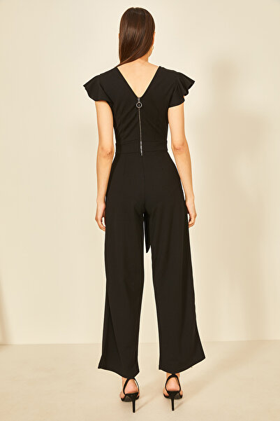 EYYE Чорний креп з блискавкою на рукавах і воланами